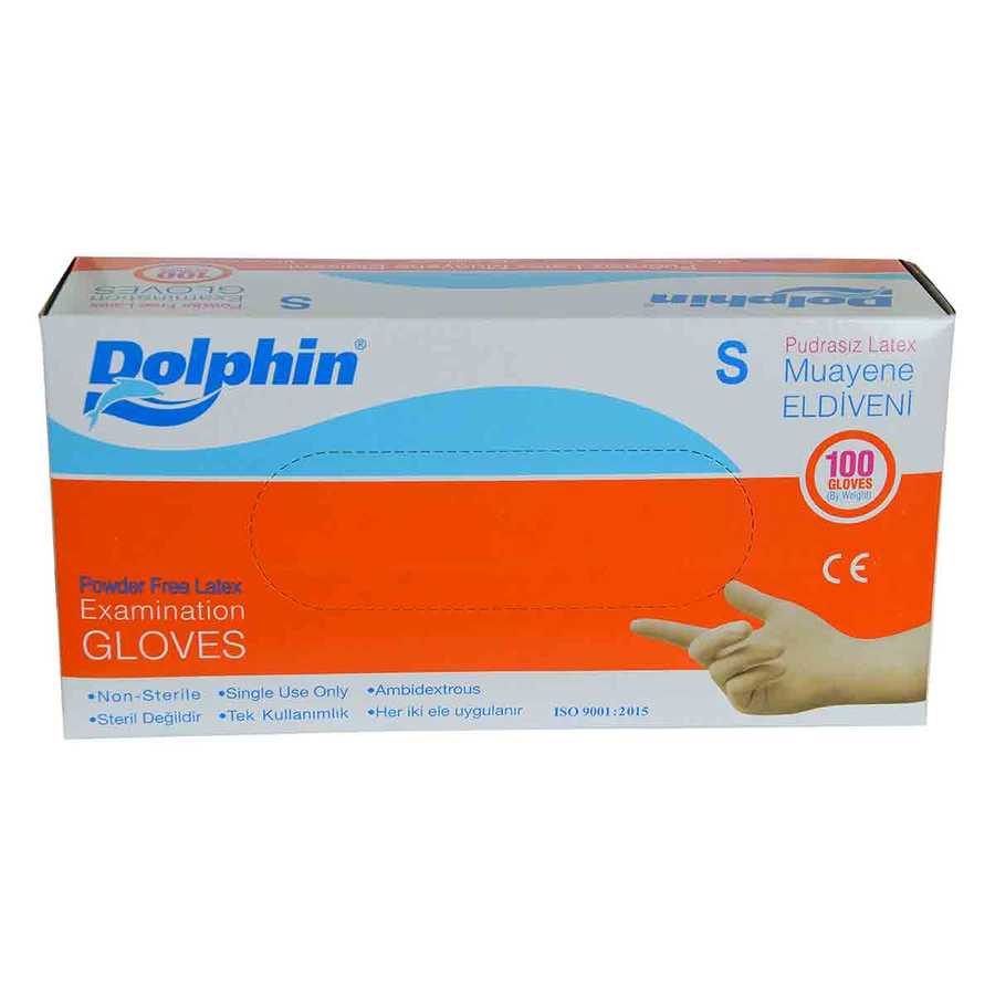 DOLPHİN PUDRASIZ LATEX MUAYENE ELDİVENİ KÜÇÜK BOY (S) 100 LÜ PAKET DOLPHİN PUDRASIZ LATEX MUAYENE ELDİVENİ KÜÇÜK BOY (S) 100 LÜ PAKET