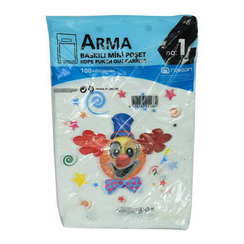 Arma Baskılı Mini Poşet Eczane Mağaza Dükkan Poşeti Karma Desen Renk 35X22 100 Adet No:1 - 1