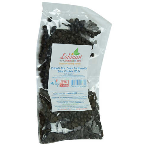 Bitter Çikolata Eritmelik Drop Damla Pul Kuvertür 100 Gr Paket - 3