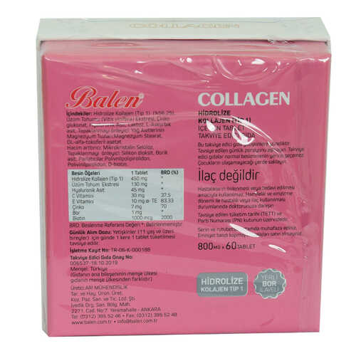 Collagen Hidrolize Kollajen Tip1 İçeren Tablet 800 Mg X 60 Tablet - 2