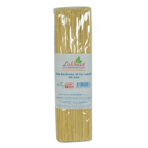 Çöp Şiş Bambu Şişleri 25 Cm Takribi 100 Adet 1 Paket - 1