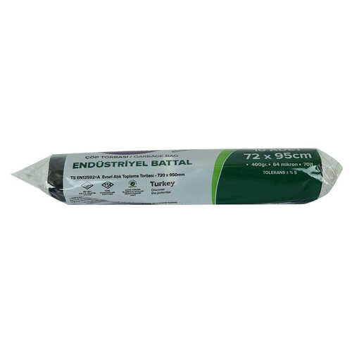 Çöp Torbası Battal Boy 72x95Cm 400Gr 64Mikron 70Lt Siyah Rulo 10 Adet - 1