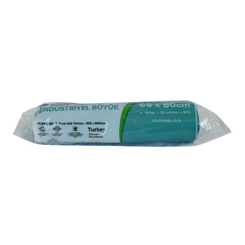 Çöp Torbası Büyük Boy 65x80Cm 150Gr 30Mikron 50Lt Mavi Rulo 10 Adet - 1
