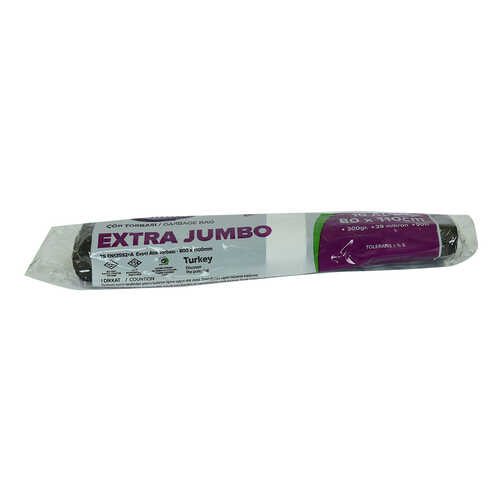 Çöp Torbası Extra Jumbo Boy 80x110Cm 300Gr 39Mikron 90Lt Siyah Rulo 10 Adet - 1