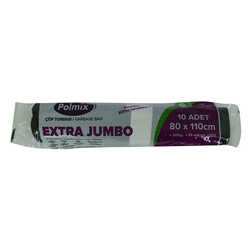 Çöp Torbası Extra Jumbo Boy 80x110Cm 300Gr 39Mikron 90Lt Siyah Rulo 10 Adet (1)