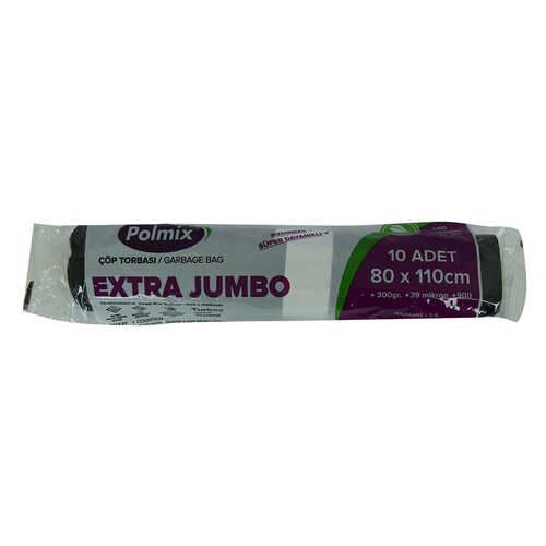 Çöp Torbası Extra Jumbo Boy 80x110Cm 300Gr 39Mikron 90Lt Siyah Rulo 10 Adet - 2