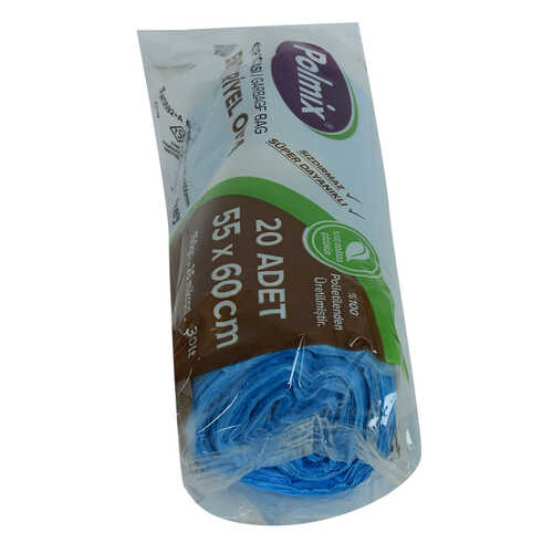 Çöp Torbası Orta Boy 55x60Cm 150Gr 25Mikron 30Lt Mavi Rulo 20 Adet - 3