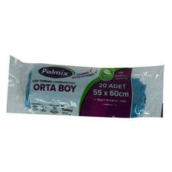 Çöp Torbası Orta Boy 55x60Cm 70Gr 11Mikron 30Lt Mavi Rulo 20 Adet (1)