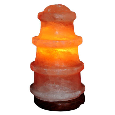 Deniz Feneri Şekilli Doğal Himalaya Kaya Tuzu Lambası Kablolu Ampullü Pembe 2-3 Kg - 1