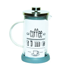 French Press Bitki Çayı Cam Demliği Gri 600 ML