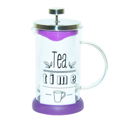 French Press Bitki Çayı Cam Demliği Mor 600 ML - 1