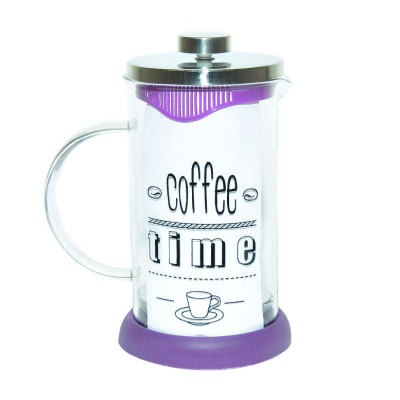 French Press Bitki Çayı Cam Demliği Mor 600 ML - 2