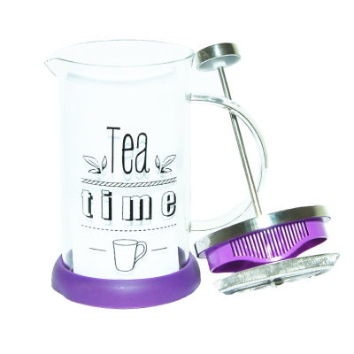 French Press Bitki Çayı Cam Demliği Mor 600 ML - 3