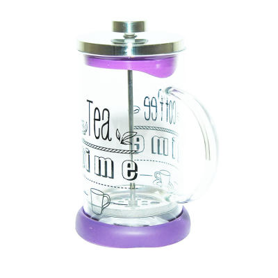 French Press Bitki Çayı Cam Demliği Mor 600 ML - 5