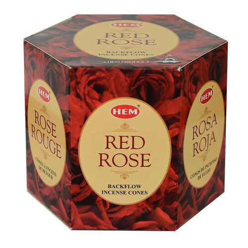 Geri Akış Şelale Kırmızı Gül Kokulu 40 Konik Tütsü - Red Rose Backflow Incense Cones - 1