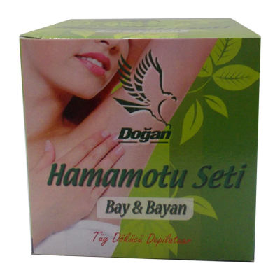 Hamamotu Seti Tüy Dökücü Toz Bay Bayan 100 Gr Kase Spatula Kolonyalı Mendil - 1