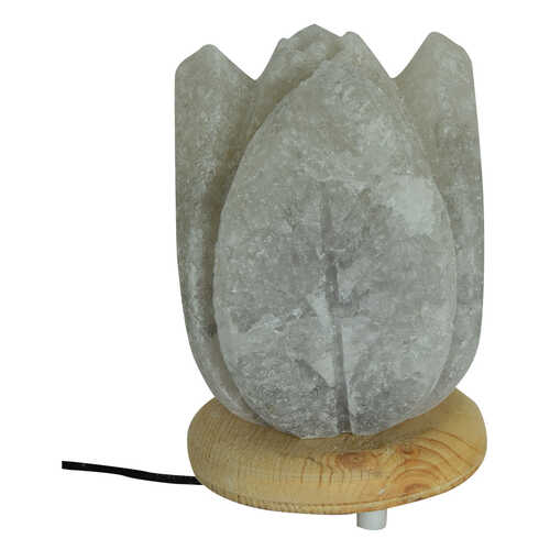 Kabartma Lale Desenli Doğal Kaya Tuzu Lambası Kablolu Ampullü Beyaz 1-2 Kg - 3