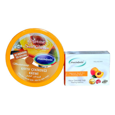 Kayısı Çekirdeği Yağlı Vücut Bakım Seti - Krem & Peeling Sabunu - 1