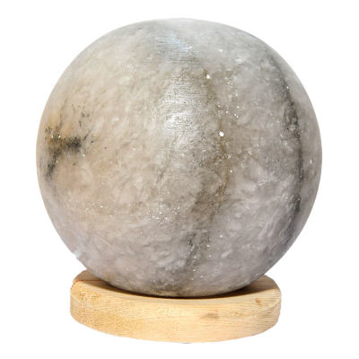 Küre Şekilli Doğal Kaya Tuzu Lambası Kablolu Ampullü Beyaz 2-3 Kg - 3