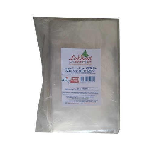 Jelatin Torba Poşet 12X20 Cm Şeffaf Kalın Mikron 1000 Gr 1 Paket - 1