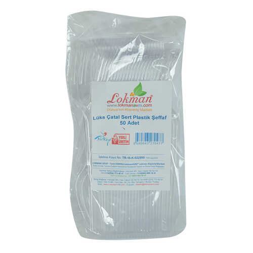 Lüks Çatal Sert Plastik Şeffaf 50 Adet 1 Paket - 1
