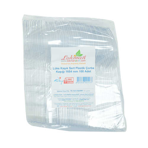 Lüks Kaşık Sert Plastik Çorba Kaşığı 1654 mm Şeffaf 100 Adet 1 Paket - 1
