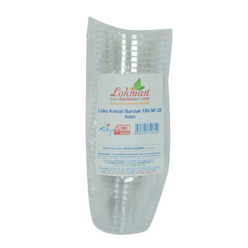 Lüks Kristal Bardak Sert Plastik Çay Kahve Su Otomat Bardağı 180 Ml 25 li 1 Paket - 1
