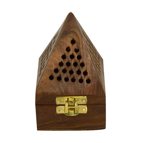 Tütsülük - Piramit Ahşap El Yapımı Konik Tütsü Yakma Kutusu 14Cm (Küçük Boy) - 1