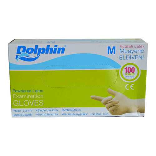 Pudralı Beyaz Latex Muayene Eldiveni Orta Boy (M) 100 Lü Paket - 1