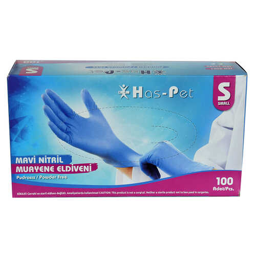 Pudrasız Mavi Nitril Eldiven Küçük Boy (S) 100 Lü Paket - 1
