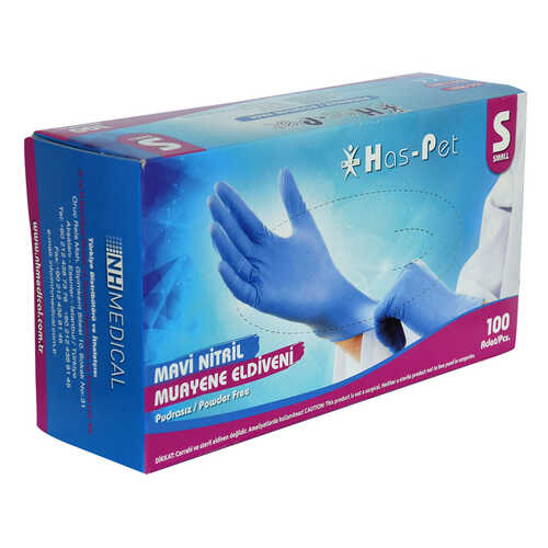 Pudrasız Mavi Nitril Eldiven Küçük Boy (S) 100 Lü Paket - 3