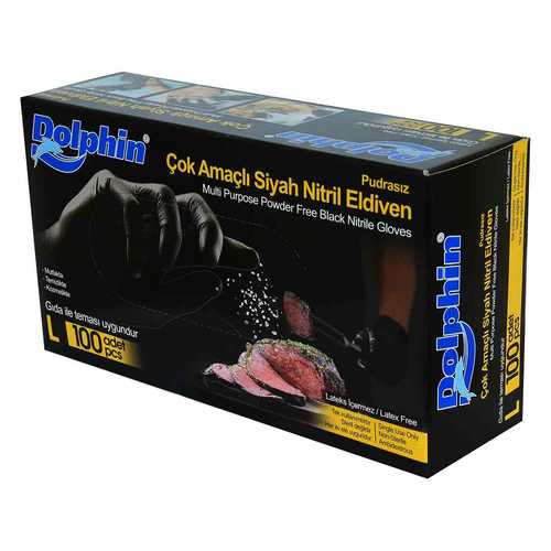 Pudrasız Siyah Nitril Eldiven Büyük Boy (L) 100 Lü Paket - 3