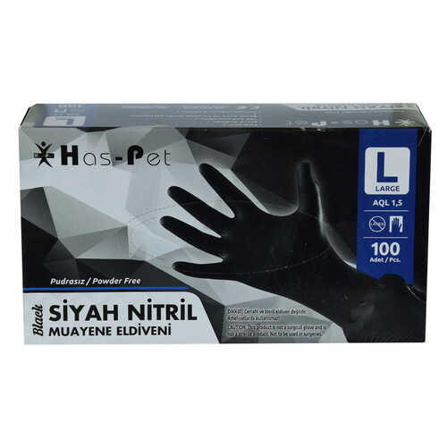 Pudrasız Siyah Nitril Eldiven Büyük Boy (L) 100 Lü Paket - 1