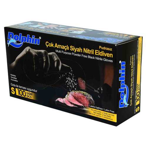 Pudrasız Siyah Nitril Eldiven Küçük Boy (S) 100 Lü Paket - 3