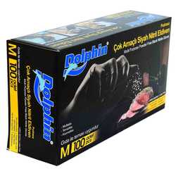 Pudrasız Siyah Nitril Eldiven Orta Boy (M) 100 Lü Paket (1)