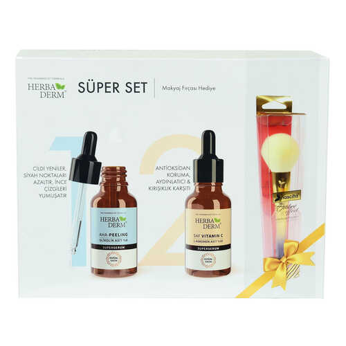 Süper Set Superserum Aha-Peeling 30 ML + Saf Vitamin C 30 ML + Hediye Makyaj Fırçası - 1