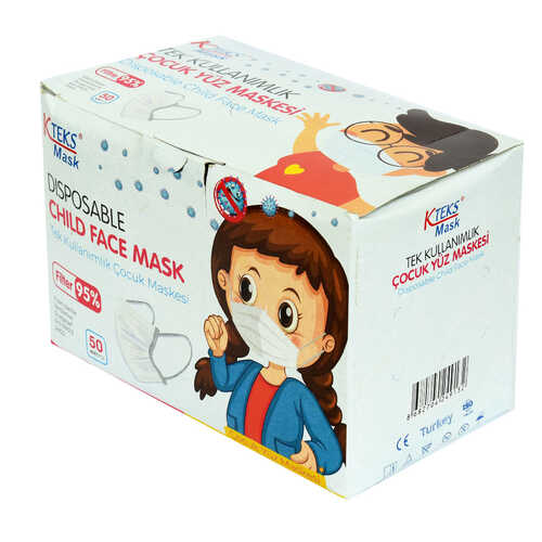 Tek Kullanımlık Çocuk Yüz Maskesi Üç Katlı 50 Adet (10 Adet X 5 Paket) - 3