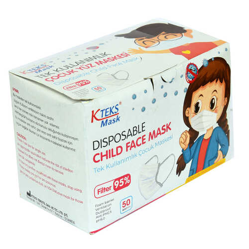 Tek Kullanımlık Çocuk Yüz Maskesi Üç Katlı 50 Adet (10 Adet X 5 Paket) - 4