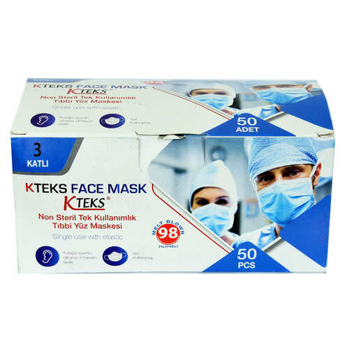 Tek Kullanımlık Non Steril Tıbbi Yüz Maskesi Üç Katlı 50 Adet (10 Adet X 5 Paket) - 2