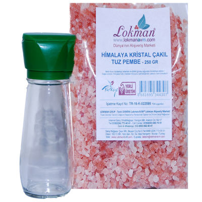 Tuz Karabiber Değirmeni Yeşil + Himalaya Çakıl Tuz Pembe 250 Gr - 1