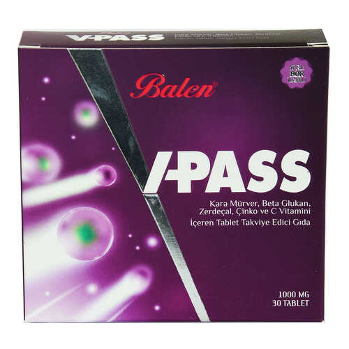 V-Pass Kara Mürverli Zerdeçallı Çinko ve C Vitaminli 1000 Mg X 30 Tablet - 2