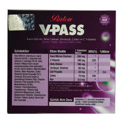 V-Pass Kara Mürverli Zerdeçallı Çinko ve C Vitaminli 1000 Mg X 30 Tablet - 3