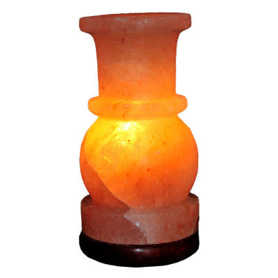 Vazo Şekilli Doğal Himalaya Kaya Tuzu Lambası Kablolu Ampullü Pembe 2-3 Kg - 1