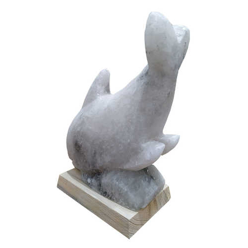 Yunus Balığı Şekilli Doğal Kaya Tuzu Lambası Çankırı Kablolu Ampüllü Beyaz 1-2 Kg - 3