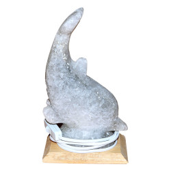 Yunus Balığı Şekilli Doğal Kaya Tuzu Lambası Çankırı Kablolu Ampullü Beyaz 2-3 Kg - 4