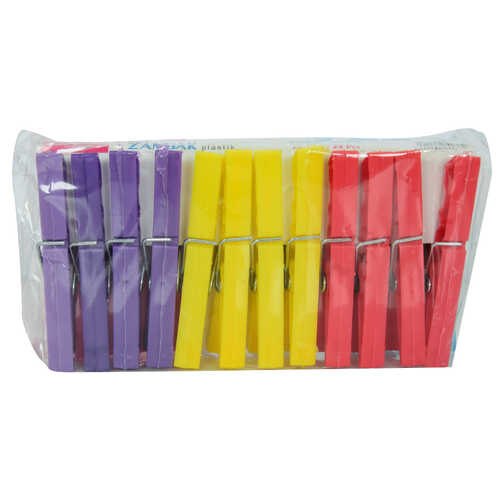 Plastik Çınar Çamaşır Mandalı 24 Adet Karışık Renk ZP-142 - 3