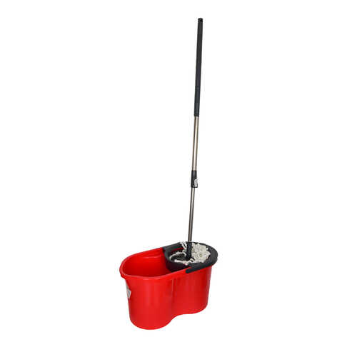 Plastik Temizlik Seti Kova+Mop+Paspas+Sap Kırmızı Renk - 1